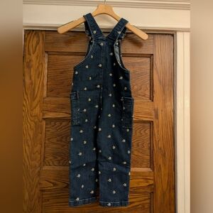 Hanna Andersson Embroidered Floral Daisy Stretch Denim Coveralls Size 5 (110)
